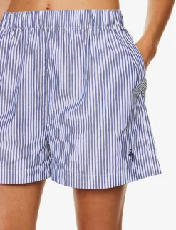 SRC-embroidered Striped High-rise Cotton-poplin Shorts 9 SRC-embroidered Striped High-rise Cotton-poplin Shorts -Reiss Shop R04205046 WHITE ALT04