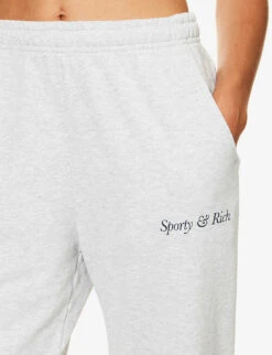 Italic Logo-print Relaxed-fit Stretch-cotton Jogging Bottoms -Reiss Shop R04205136 HEATHERGRAYNAVY ALT04