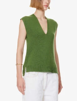 ME AND EM V-neck Relaxed-fit Wool-blend Vest -Reiss Shop R04205689 GREEN ALT02